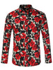 Long Sleeve Aloha Hawaiian Palm Flower Print Shirt