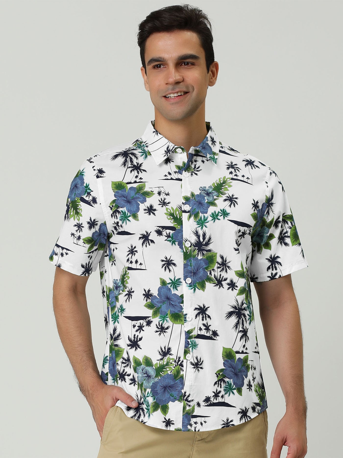 Bublédon Floral Print Cotton Beach Hawaiian Summer Shirts