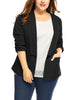 Women Plus Size 3/4 Sleeves Shawl Collar Blazer