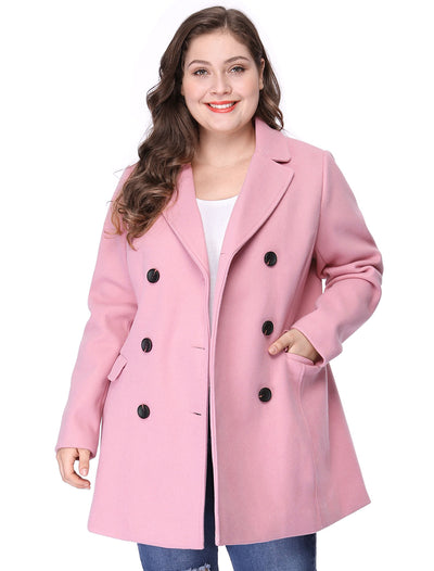 Women's Plus Size Notched Lapel Double Breasted Coat