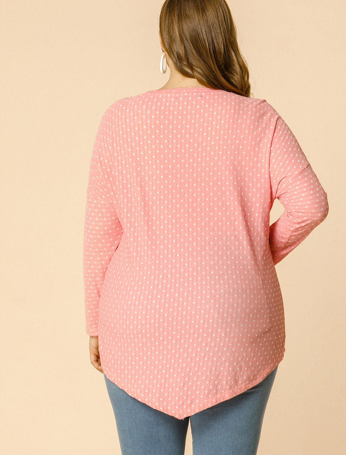 Bublédon Women's Plus Size Polka Dot Tops Asymmetrical Hem Top