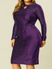 Shiny Keyhole Waist Twist Party Solid Plus Size Dress