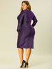 Shiny Keyhole Waist Twist Party Solid Plus Size Dress