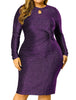 Shiny Keyhole Waist Twist Party Solid Plus Size Dress