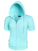 Lightweight Solid Color Zip Up Short Sleeve Hoodies