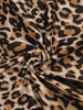 Leopard Print V Neck PU Panel Short Sleeve T-shirts
