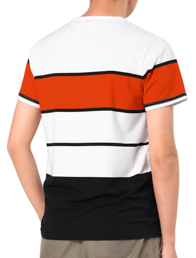 Color Block Striped Round Neck Short Sleeve T-shirt
