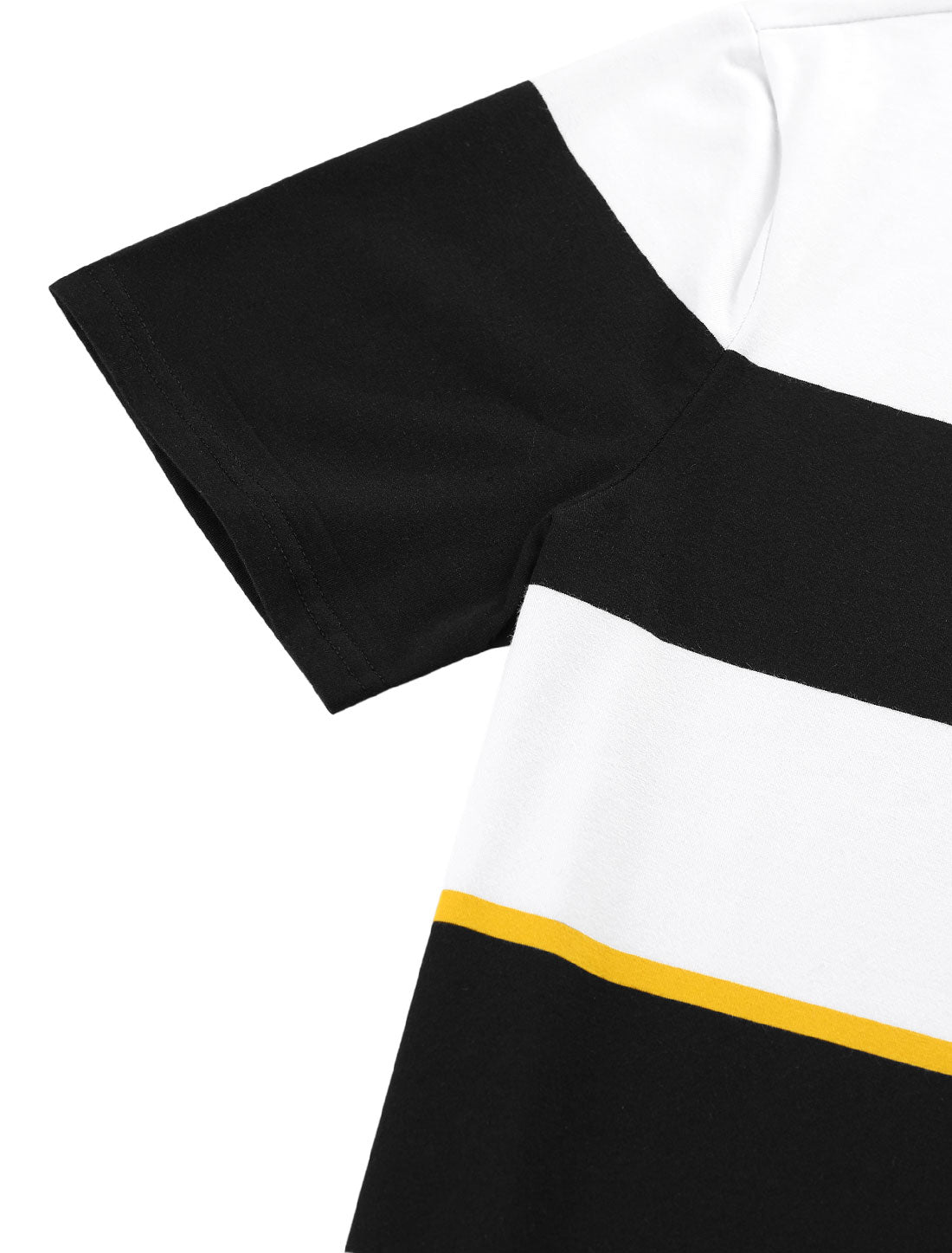 Bublédon Color Block Striped Round Neck Short Sleeve T-shirt