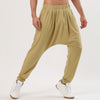 Solid Color Elastic Waist Slant Pockets Harem Pants
