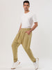 Solid Color Elastic Waist Slant Pockets Harem Pants