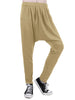 Solid Color Elastic Waist Slant Pockets Harem Pants