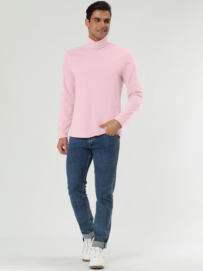 Bublédon Casual Solid Turtleneck Pullover Long Sleeve Shirt