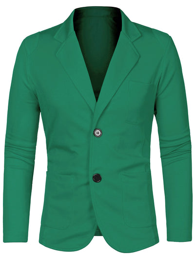 Classic Notched Lapel Solid Long Sleeve Knit Blazer