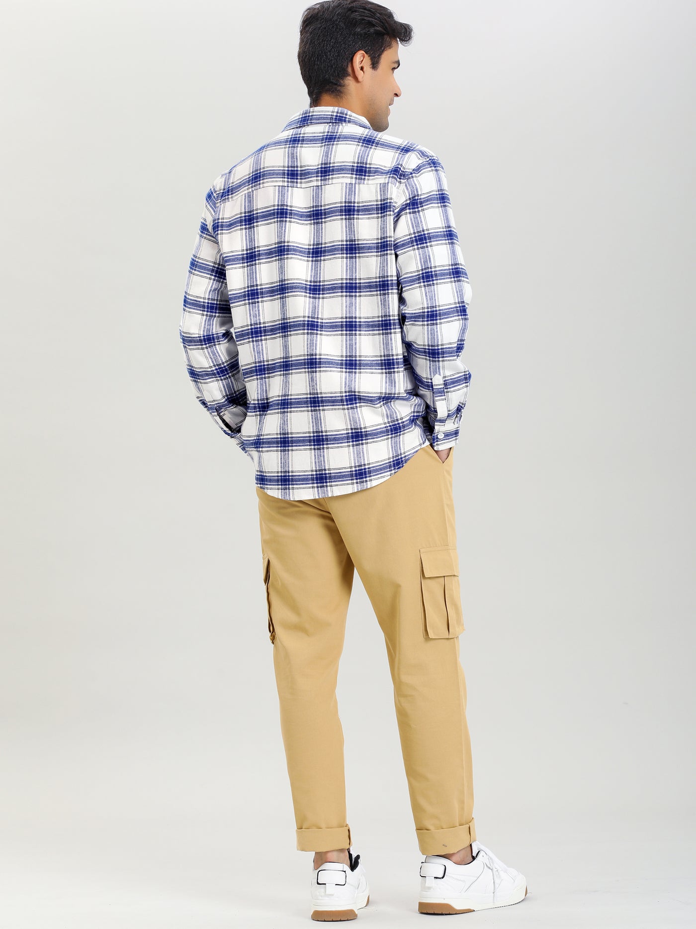 Bublédon Long Sleeve Check Print Button Plaid Flannel Shirt