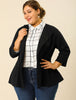 Knit X Line 3/4 Sleeve Button Decor Peplum Blazer