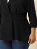 Knit X Line 3/4 Sleeve Button Decor Peplum Blazer