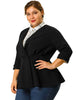Knit X Line 3/4 Sleeve Button Decor Peplum Blazer