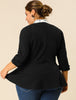 Knit X Line 3/4 Sleeve Button Decor Peplum Blazer