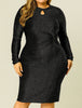 Shiny Keyhole Waist Twist Party Solid Plus Size Dress