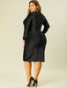 Shiny Keyhole Waist Twist Party Solid Plus Size Dress