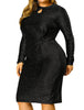 Shiny Keyhole Waist Twist Party Solid Plus Size Dress