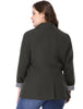 Spandex X Line Notched Lapel Long Sleeve Blazer