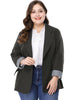 Spandex X Line Notched Lapel Long Sleeve Blazer