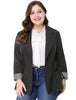 Spandex X Line Notched Lapel Long Sleeve Blazer