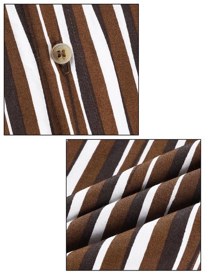 Colorful Vertical Stripe Short Sleeve Lapel Button Shirt