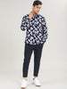Long Sleeve Aloha Hawaiian Palm Flower Print Shirt