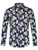 Long Sleeve Aloha Hawaiian Palm Flower Print Shirt