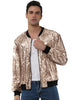 Sequin Varsity Long Sleeve Zipper Bomber Jacket