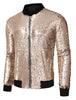 Sequin Varsity Long Sleeve Zipper Bomber Jacket
