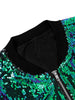 Sequin Varsity Long Sleeve Zipper Bomber Jacket
