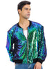Sequin Varsity Long Sleeve Zipper Bomber Jacket