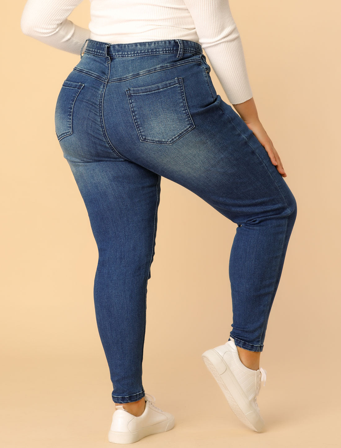 Bublédon Women's Plus Size Jeans Zip Fly Mid Rise Skinny Denim Jean