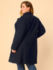 Plus Size Notched Lapel Double Breasted Winter Long Coat