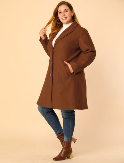 Plus Size Elegant Notched Lapel Single Breasted Trench Coat