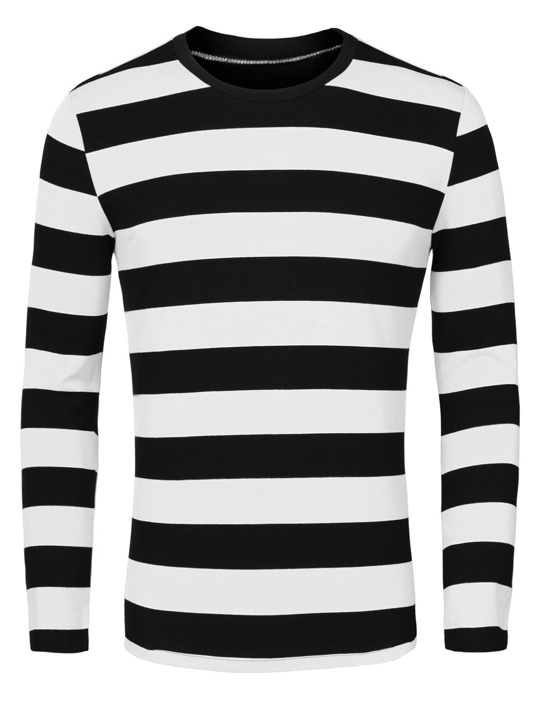 Bublédon Casual Ribbed Crew Neck Striped Long Sleeve Shirt