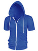 Lightweight Solid Color Zip Up Short Sleeve Hoodies