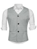 V Neck Sleeveless Two Pockets Button Solid Vest