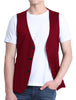 V Neck Sleeveless Two Pockets Button Solid Vest