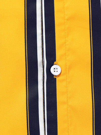 Colorful Vertical Stripe Short Sleeve Lapel Button Shirt