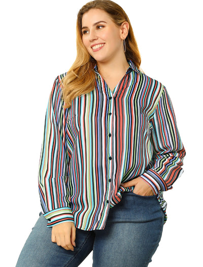 Polyester H Line Vertical Stripe Long Sleeve Shirt