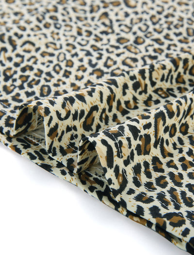 Casual Plus Size Leopard Print V Neck Folds Blouse