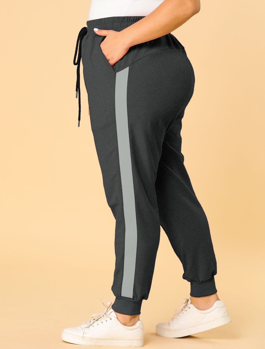 Bublédon Plus Size Sweatpants Elastic Waist Contrast Color Lounge Jogger Pants