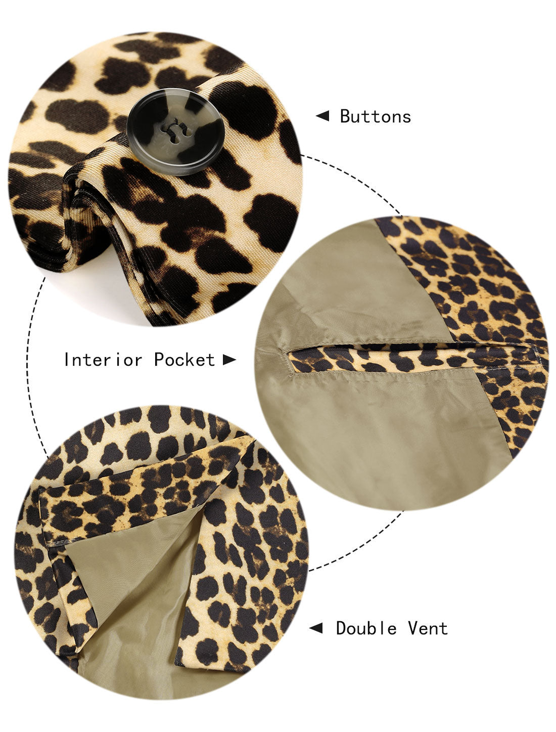 Bublédon Retro Leopard Printed Luxury Notched Lapel Blazer