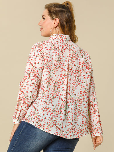 Women's Plus Size Long Sleeve Button Down Floral Print Shirt