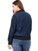 Plus Size Contrast Trim Zipper Pocket Bomber Jacket