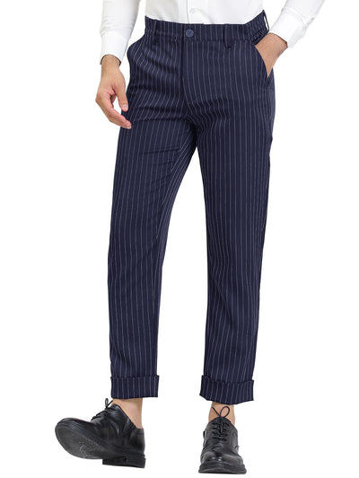 Chic Smart Casual Loose Vertical Striped Ankle Pants